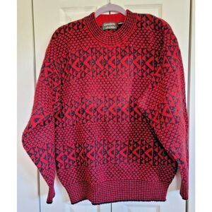 Savile Row Men's Vintage M‎ Grandpa Sweater Red/Black Wool Made in England